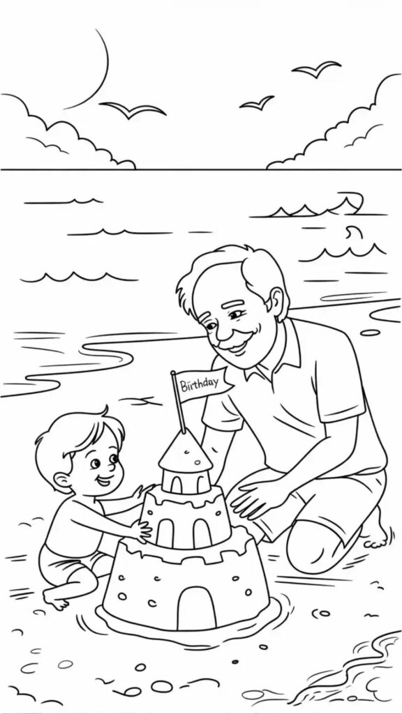 Página para colorear del cumpleaños del abuelo