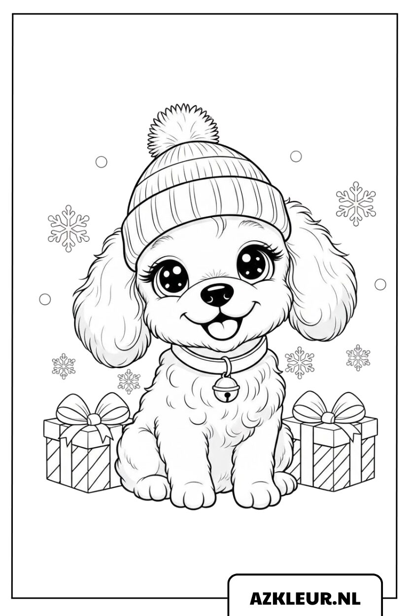 Página para colorear de cachorro de invierno